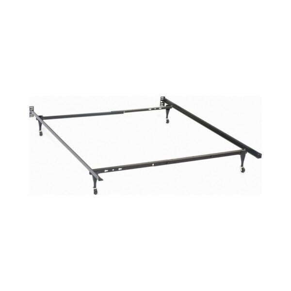 Nit Multisize Metal Bed Frame, Twin or Full Size, Caster Wheels, Black