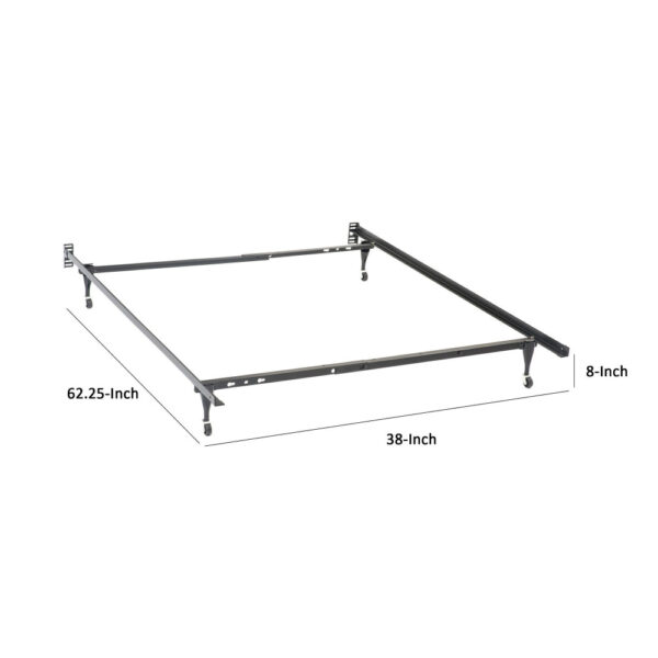 Nit Multisize Metal Bed Frame, Twin or Full Size, Caster Wheels, Black