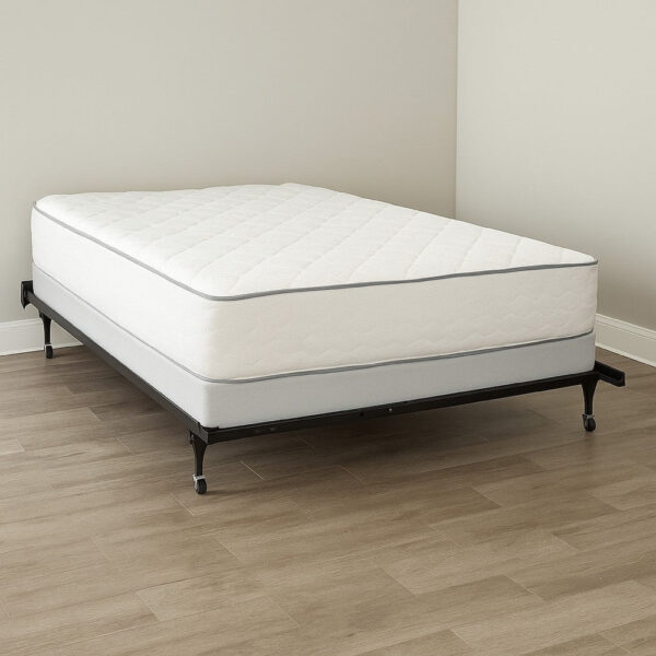 Nit Multisize Metal Bed Frame, Twin or Full Size, Caster Wheels, Black