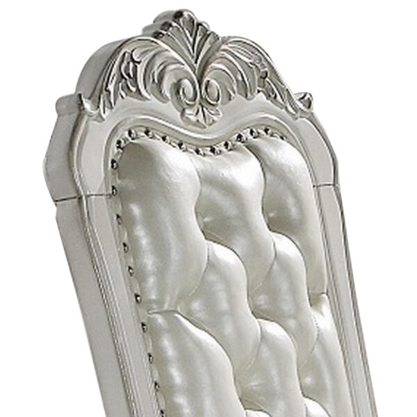 Aurora 27 Inch Executive Office Chair, Faux Leather, Tufted, Bone White