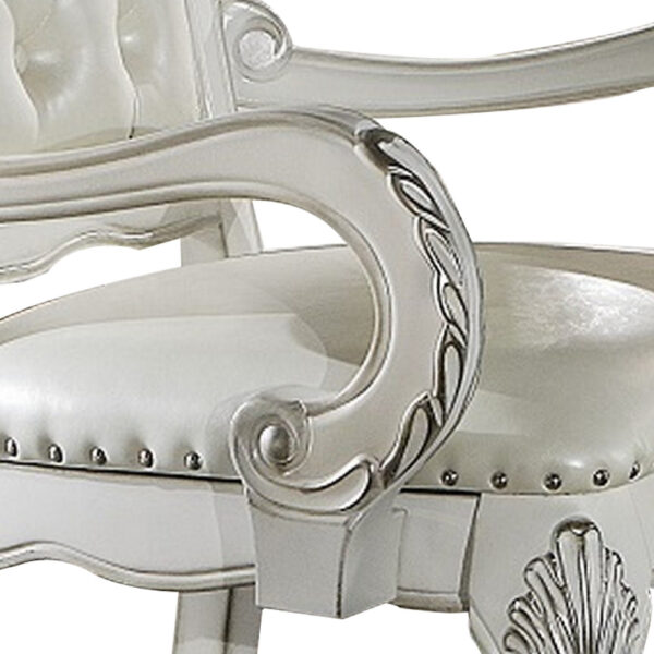 Aurora 27 Inch Executive Office Chair, Faux Leather, Tufted, Bone White