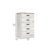 Wisp 46 Inch Tall Dresser Chest, 5 Drawers, Rustic Smooth White Finish