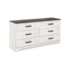 Wisp 59 Inch Wood Dresser, 6 Gliding Drawers, Rustic Crisp White Finish