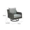 Asp 32 Inch Swivel Outdoor Lounge Chair, Aluminum Frame, Gray Upholstery