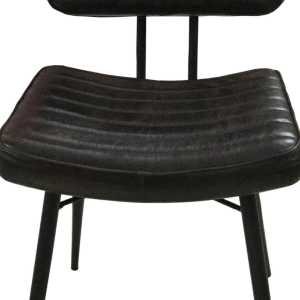 Mia 18 Inch Side Chair, Set of 2, Dyed Espresso Leather, Vertical Tufting