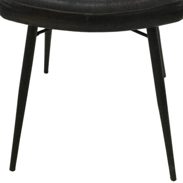 Mia 18 Inch Side Chair, Set of 2, Dyed Espresso Leather, Vertical Tufting