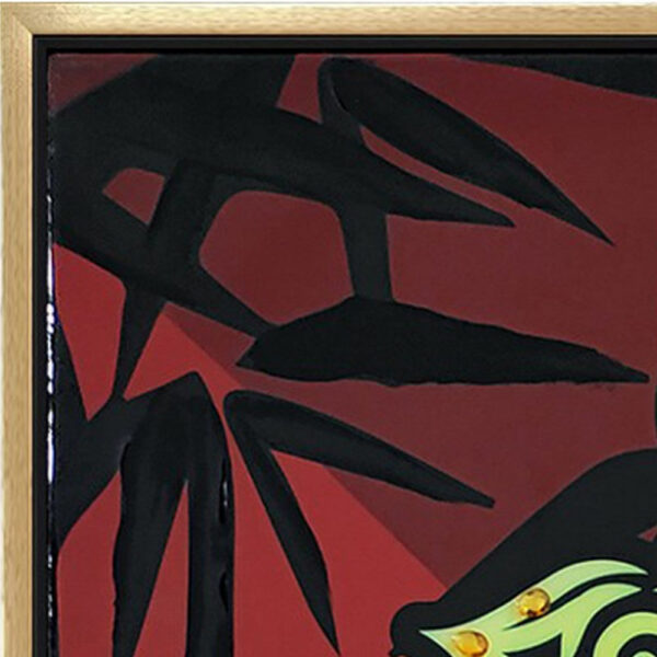 15022026699194fd6f828.jpeg 39 x 59 Hand Painted Buddha on Lotus, Gold Frame, Resin Coated, Red, Yellow