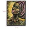 Rin 30 x 39 Hand Painted African Woman, Resin Coat, Warm Greens and Yellows