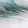39 x 59 Hand Painted Cresting Waves, White Frame, Seafoam Green, Ocean Blue