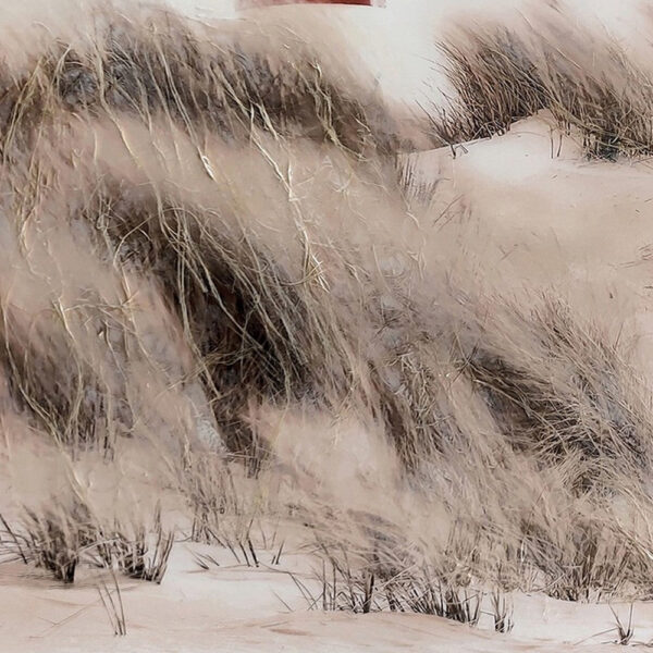 39 x 59 Hand Painted Lighthouse Atop Grassy Beach, Resin Frame, Multicolor