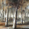 39 x 59 Hand Painted Forest Scenery, Resin Coat, Warm Blues and Browns