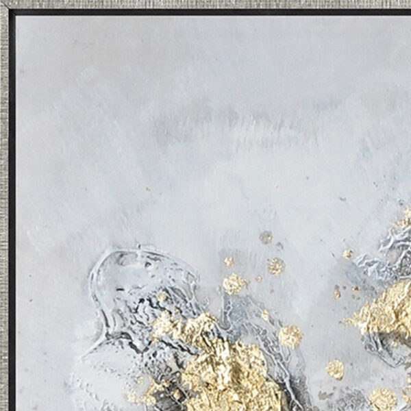 47 x 47 Modern Hand Painted Vase with Gold Foil Flowers and Silver Frame