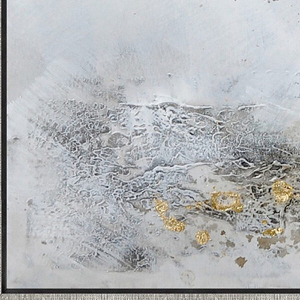 47 x 47 Modern Hand Painted Vase with Gold Foil Flowers and Silver Frame