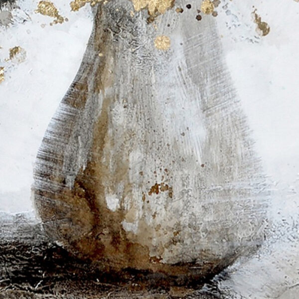 47 x 47 Modern Hand Painted Vase with Gold Foil Flowers and Silver Frame