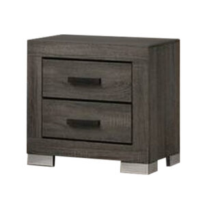 150220266991954ad8156.jpeg Lola 22 Inch Wood Nightstand with 2 Drawers, Metal Bar Handles, Dark Gray