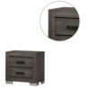 150220266991954c4443a.jpeg Lola 22 Inch Wood Nightstand with 2 Drawers, Metal Bar Handles, Dark Gray
