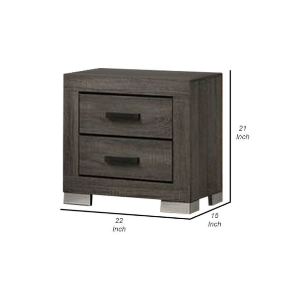 15022026699195507af34.jpeg Lola 22 Inch Wood Nightstand with 2 Drawers, Metal Bar Handles, Dark Gray