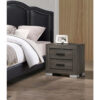 150220266991955241022.jpeg Lola 22 Inch Wood Nightstand with 2 Drawers, Metal Bar Handles, Dark Gray