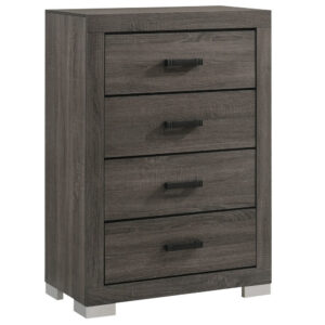 1502202669919554d3039.jpeg Lola 46 Inch Tall Dresser Chest, 4 Drawers, Metal Bar Handles, Dark Gray
