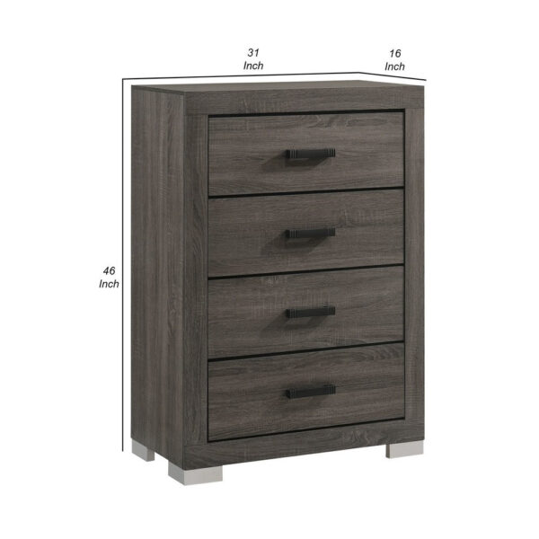 150220266991955b16b0c.jpeg Lola 46 Inch Tall Dresser Chest, 4 Drawers, Metal Bar Handles, Dark Gray
