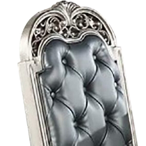 Kipp 25 Inch Set of 2 Armless Dining Chairs, Tufted Back, Gray Faux Leather