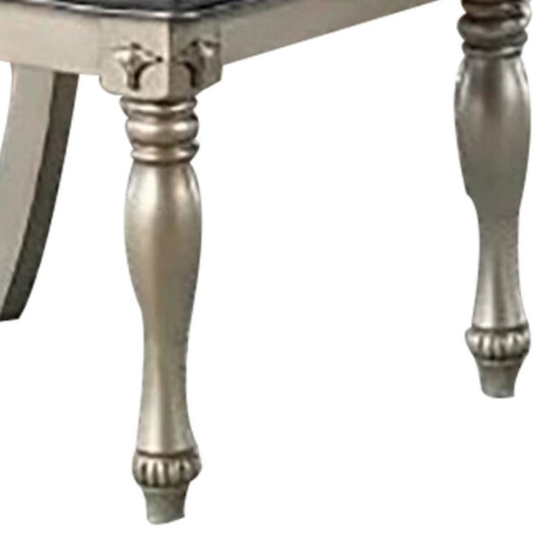 Kipp 25 Inch Set of 2 Armless Dining Chairs, Tufted Back, Gray Faux Leather