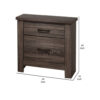 Soma 24 Inch Rustic 2 Drawer Nightstand, Sleek Metal Bar Handles, Oak Gray
