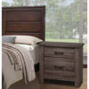 Soma 24 Inch Rustic 2 Drawer Nightstand, Sleek Metal Bar Handles, Oak Gray