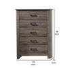 Soma 49 Inch Rustic 5 Drawer Tall Dresser Chest, Bar Handles, Oak Gray