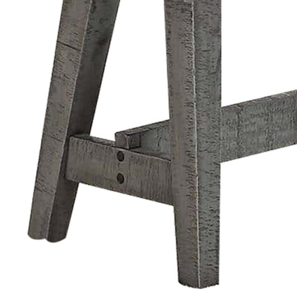 Alix 54 Inch Elegant Wood Dining Bench with Tapered Legs, Distressed Gray