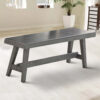 Alix 54 Inch Elegant Wood Dining Bench with Tapered Legs, Distressed Gray