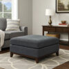 37 Inch Modern Square Ottoman with Foam Seating, Gray Chenille Fabric