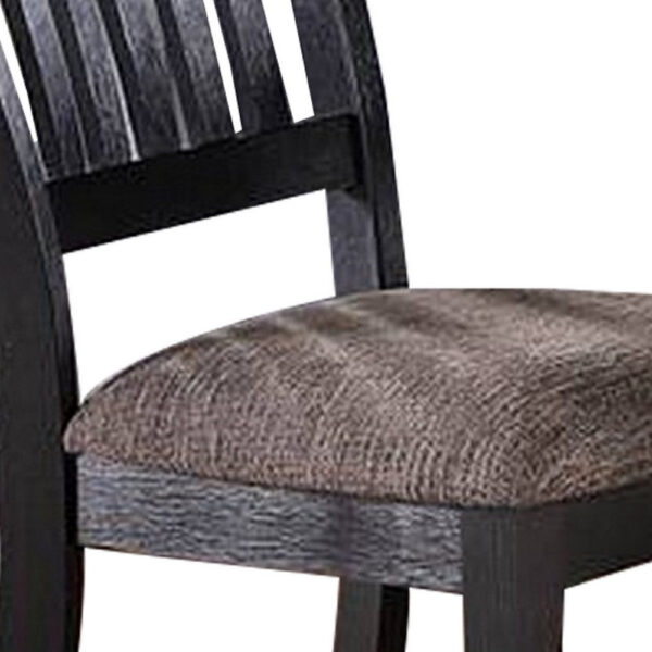 23 Inch Wood Dining Chair, Set of 2, Slatted Back, Cushioned Seat, Gray