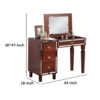 Sosi 47 Inch Vanity Desk Set with Stool, 3 Mirror Inlaid Drawers, Brown