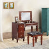 Sosi 47 Inch Vanity Desk Set with Stool, 3 Mirror Inlaid Drawers, Brown