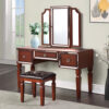 15022026699195f7526e7.jpeg Thuy 60 Inch Vanity Desk Set, Upholstered Stool, Trifold Mirror, Brown