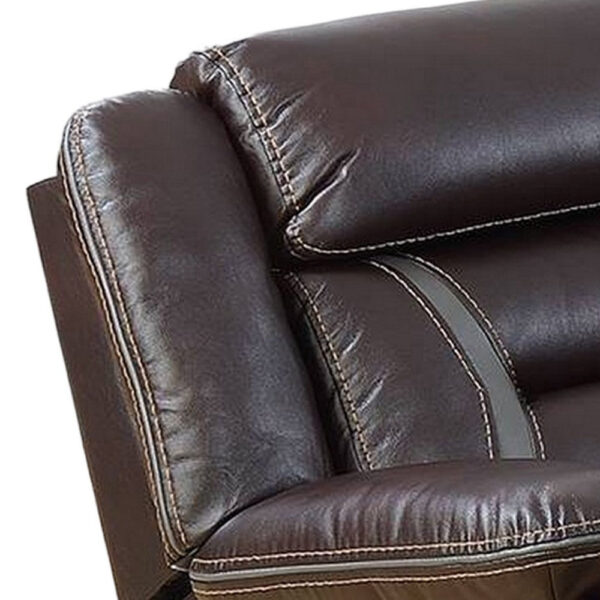 Elva 37 Inch Power Recliner with USB Charging Port, Brown Gel Faux Leather