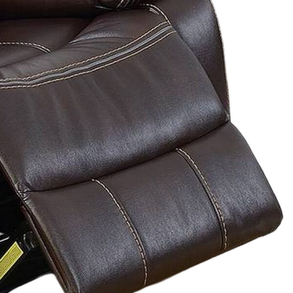 Elva 37 Inch Power Recliner with USB Charging Port, Brown Gel Faux Leather