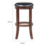 Ovi 29 Inch Swivel Bar Stool, Nailhead Trim, Walnut Brown, Faux Leather