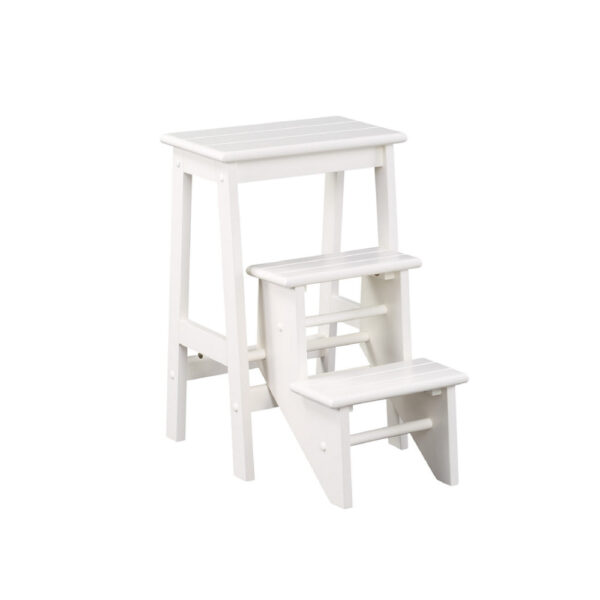 15022026699196175898c.jpeg 24 Inch 3 Level Step Stool, Plank Tops and Safety Latch, Classic White Wood