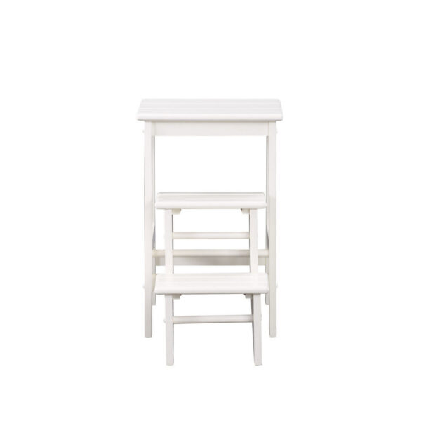 1502202669919618d9459.jpeg 24 Inch 3 Level Step Stool, Plank Tops and Safety Latch, Classic White Wood