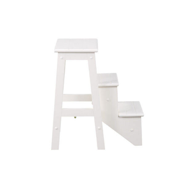 150220266991961baae5e.jpeg 24 Inch 3 Level Step Stool, Plank Tops and Safety Latch, Classic White Wood