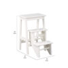 150220266991961d54543.jpeg 24 Inch 3 Level Step Stool, Plank Tops and Safety Latch, Classic White Wood