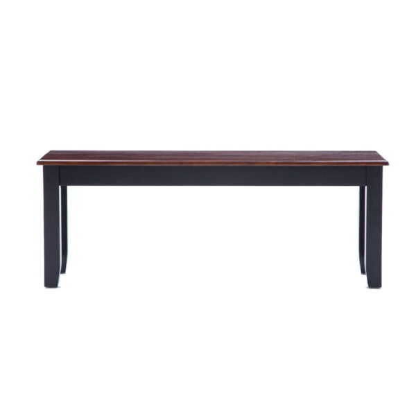Zoy 48 Inch Wood Dining Bench, Cherry Brown Top, Classic Black Tapered Legs