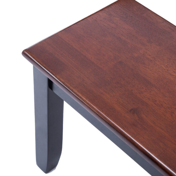 Zoy 48 Inch Wood Dining Bench, Cherry Brown Top, Classic Black Tapered Legs