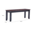 Zoy 48 Inch Wood Dining Bench, Cherry Brown Top, Classic Black Tapered Legs