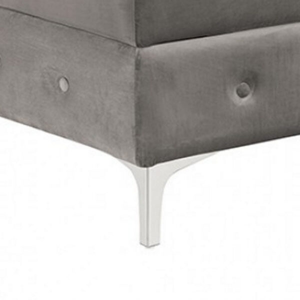 1502202669919648284d5.jpeg Anzo 32 Inch Square Ottoman, Button Tufting, Chrome Plated Steel Legs, Gray