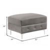 150220266991964cc89e9.jpeg Anzo 32 Inch Square Ottoman, Button Tufting, Chrome Plated Steel Legs, Gray