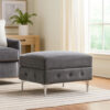 150220266991964e778ae.jpeg Anzo 32 Inch Square Ottoman, Button Tufting, Chrome Plated Steel Legs, Gray