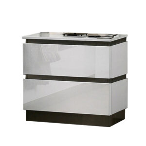 Nav 22 Inch Modern Nightstand with 2 Drawers, Concealed Handles, White